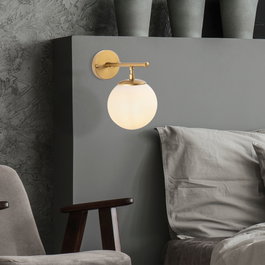 Opviq Roe - 10725 Lámpara de pared dorada con tapa de cristal